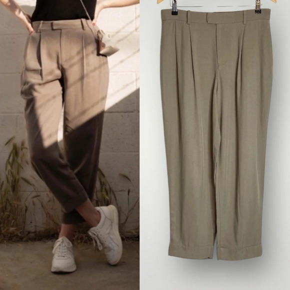 Everlane Pants - Everlane | The Put Together Pleat Pant High Rise Cuffed Lyocell Clay